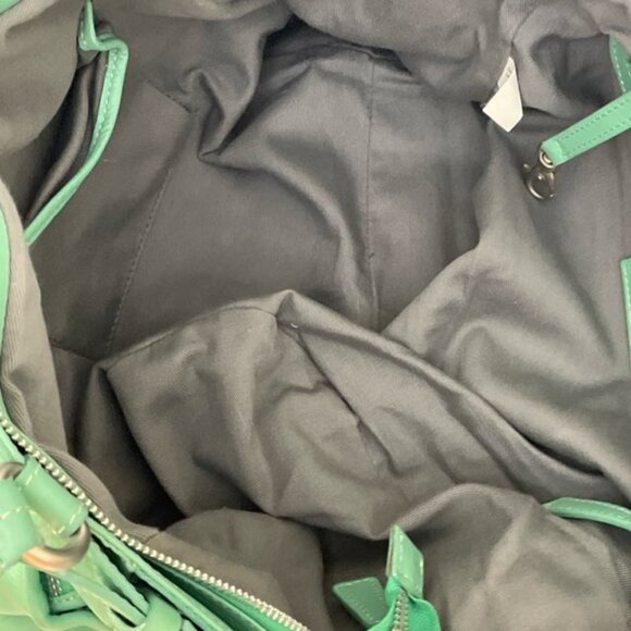 Garnet Hill Leather Purse Bag Green Italy Double Handles & Shoulder Strap - Picture 6 of 11